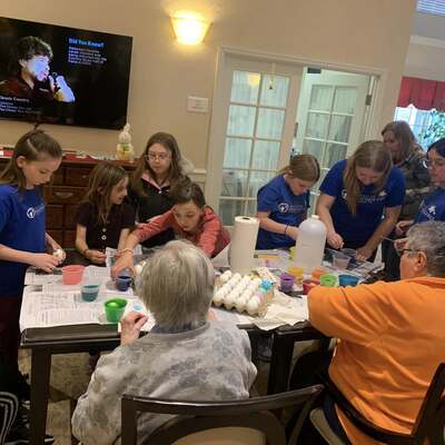 Dyeing Easter eggs at nursing home