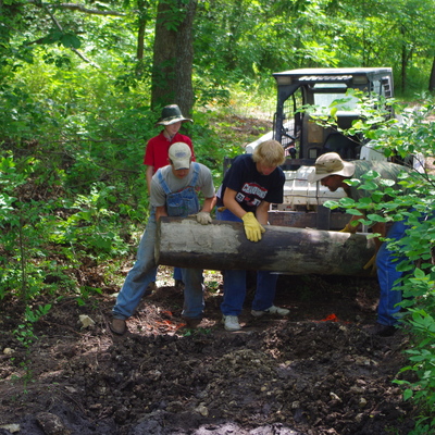 Building a bridge at Alcove Springs