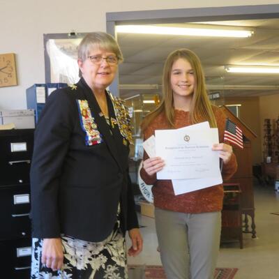 DAR American History Essay Winner, Hannah Whitsell