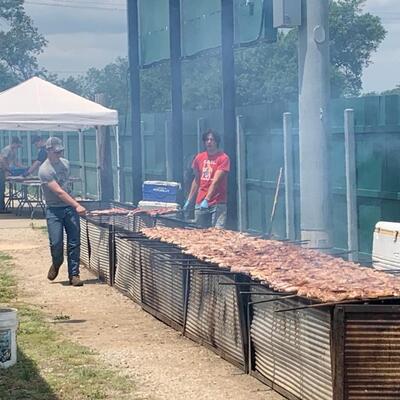 Chicken BBQ pit cooking