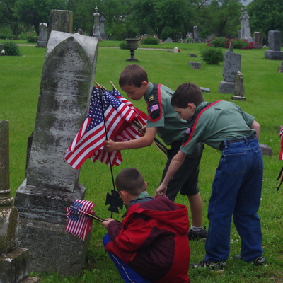 Placing Flags for Memorial Day